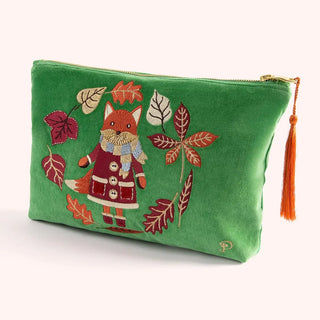 Velvet Zip Pouch - Cosy Fox