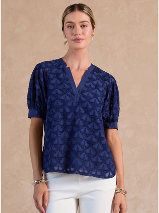 The Maggie Textured Pattern Short Sleeve Blouse