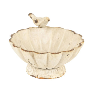 Antique Cream Cast Iron Bird Bath Trinket Bowl