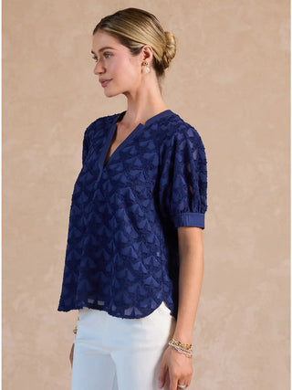 The Maggie Textured Pattern Short Sleeve Blouse