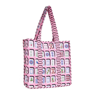 Evie Mahjong Reversible Quilted Tote Bag Pink