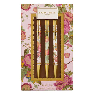 Laura Ashley Pens Romantic Cottage Floral Set of 3
