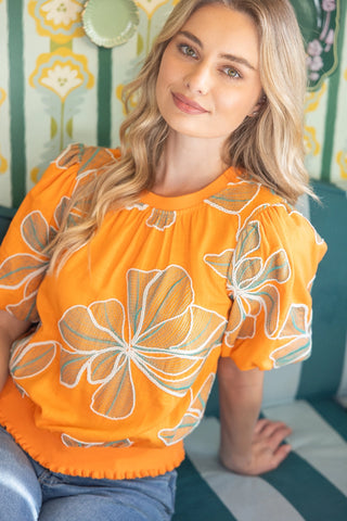 Finny Floral Embroidery Top