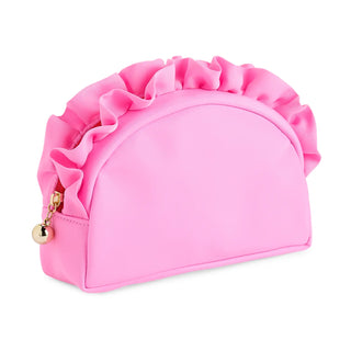 Solid Ruffle SM Zip Pouch in Pink