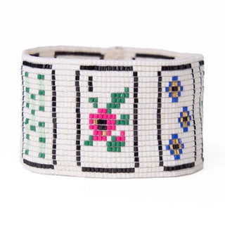 Brooklyn Beaded Stretch Mahjong Bracelet Ivory