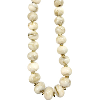 Marble Chunky Beaded Necklace - Cream