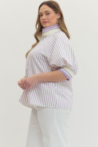 The Heather Striped Puff Top