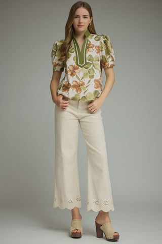 The Amber Floral Print Short Puff Sleeve Top