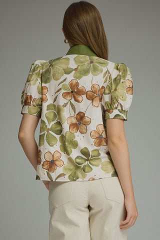 The Amber Floral Print Short Puff Sleeve Top