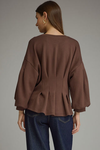 The Sophia Solid Long Balloon Sleeve Top