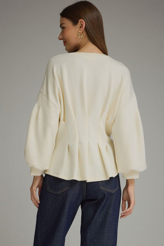 The Sophia Solid Long Balloon Sleeve Top