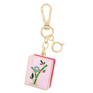 Pink Mahjong Tile Enamel Bag Charm
