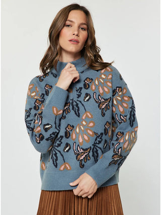 The Amber Pattern Jacquard Half Zip-Up Sweater