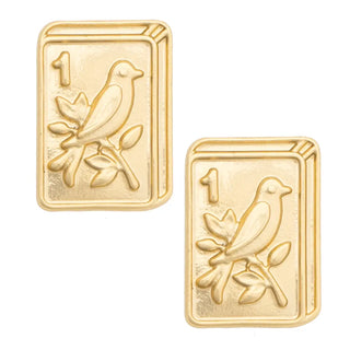 Bird Bam 24K Plated Tile Stud Earrings