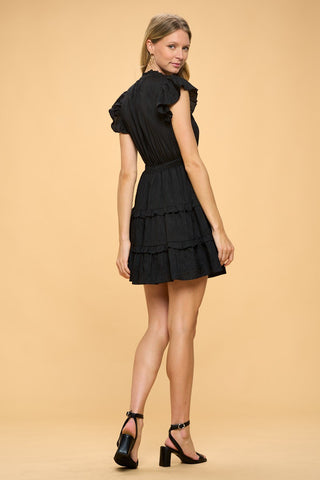 Crinkled Tiered Mini Dress