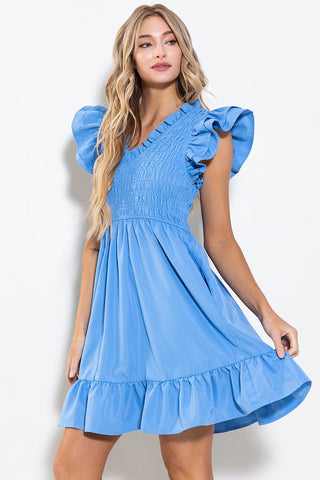 Poplin Ruffle tiered Mini Dress