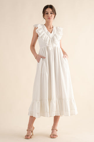V Neck Ruffle Dress