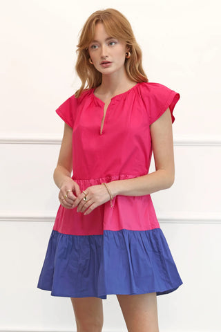 Yasmin Poplin Colorblocked Dress