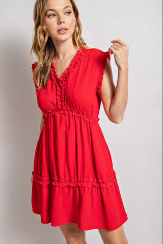 Air Flow Solid Frill Detail Mini Dress