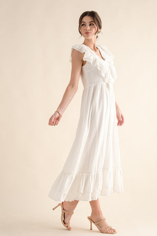 V Neck Ruffle Dress