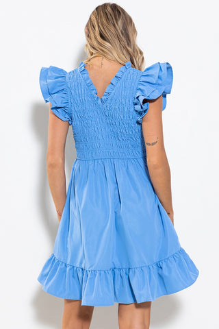 Poplin Ruffle tiered Mini Dress