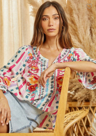 Embroidered Tunic Top