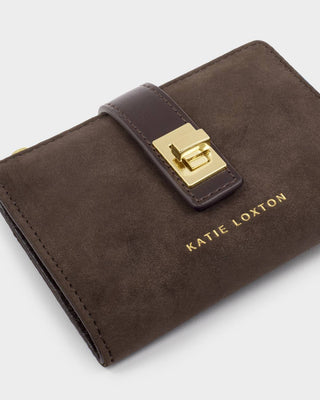 Orin Twist Lock Wallet Bitter Chocolate Suedette