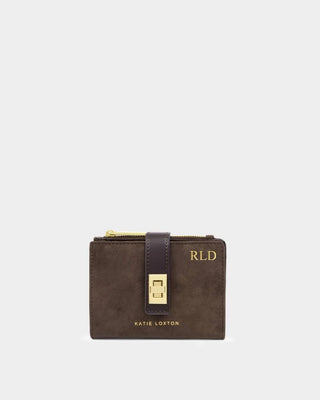 Orin Twist Lock Wallet Bitter Chocolate Suedette