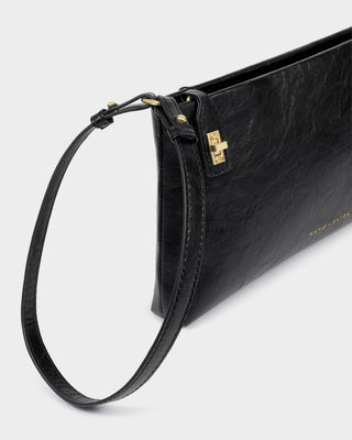 Orin Twist Lock Small Shoulder Black Distressed