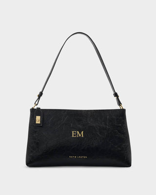 Orin Twist Lock Small Shoulder Black Distressed