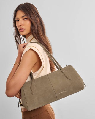 Hattie Shoulder Bag in Taupe Suedette