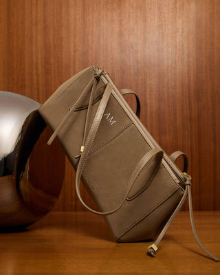 Hattie Shoulder Bag in Taupe Suedette