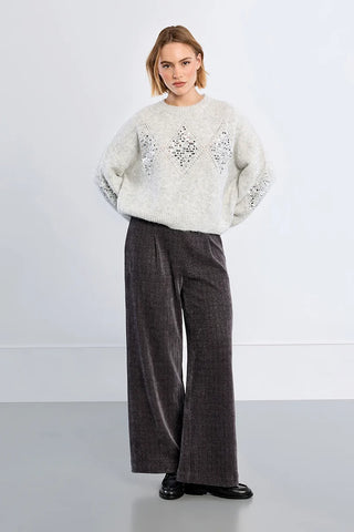The Teagan Plaid And Rhinestone Sweater