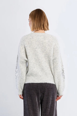 The Teagan Plaid And Rhinestone Sweater