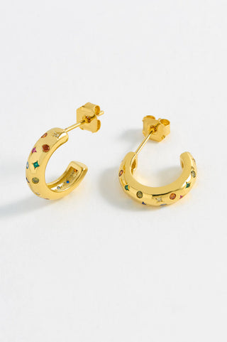 Gold Plated Multicolor Chubby Celestial Hoop
