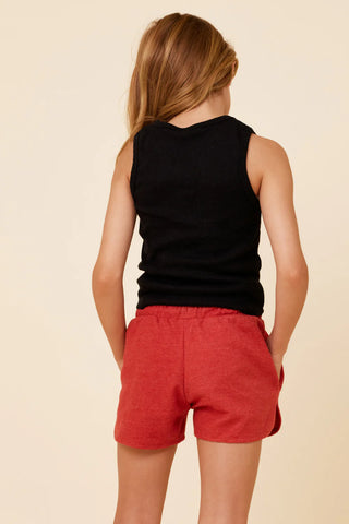 Black Ribbed Heart Tank