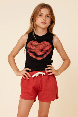 Black Ribbed Heart Tank