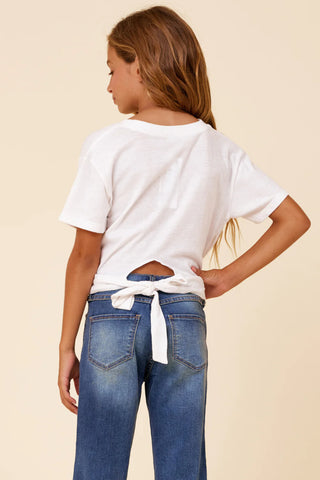 White Twist Tie Back Top