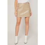 Vegan Leather Mini Skirt - Mushroom