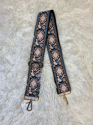 Floral Ikat Embroidered Purse Strap