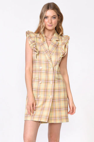 Vivian Plaid Sleeveless Blazer Dress