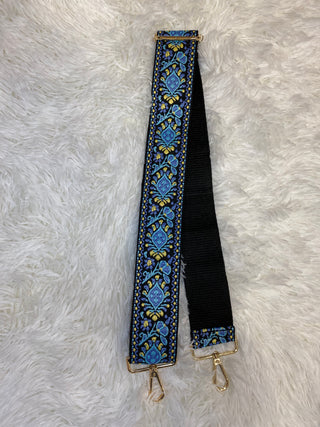 Floral Ikat Embroidered Purse Strap