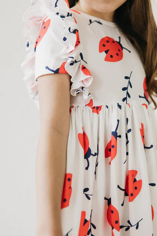 Short Sleeve Ruffle Front Dress