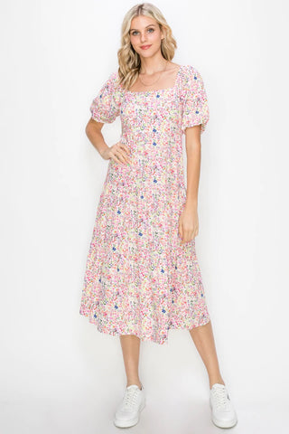 Poplin Floral Midi Dress