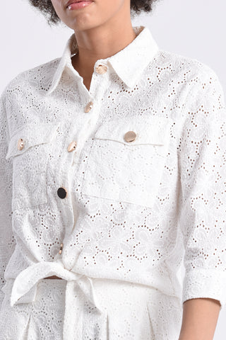 English Lace Crop Tie Top