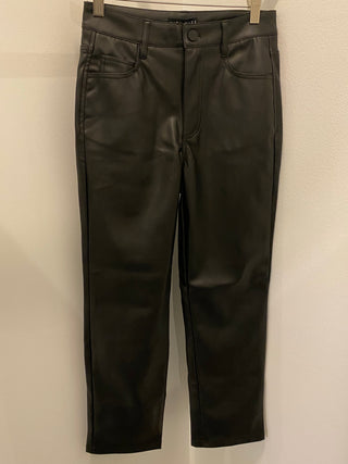 Faux Leather Straight Pant Black