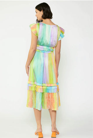 Sereia Rainbow Painterly Midi Dress