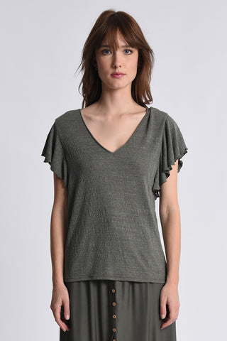 Ruffled Short Sleeve Top