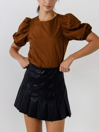 Poplin Puff Sleeve Top