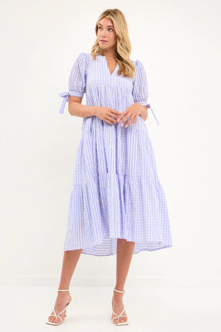Gingham Tiered Midi Dress'
